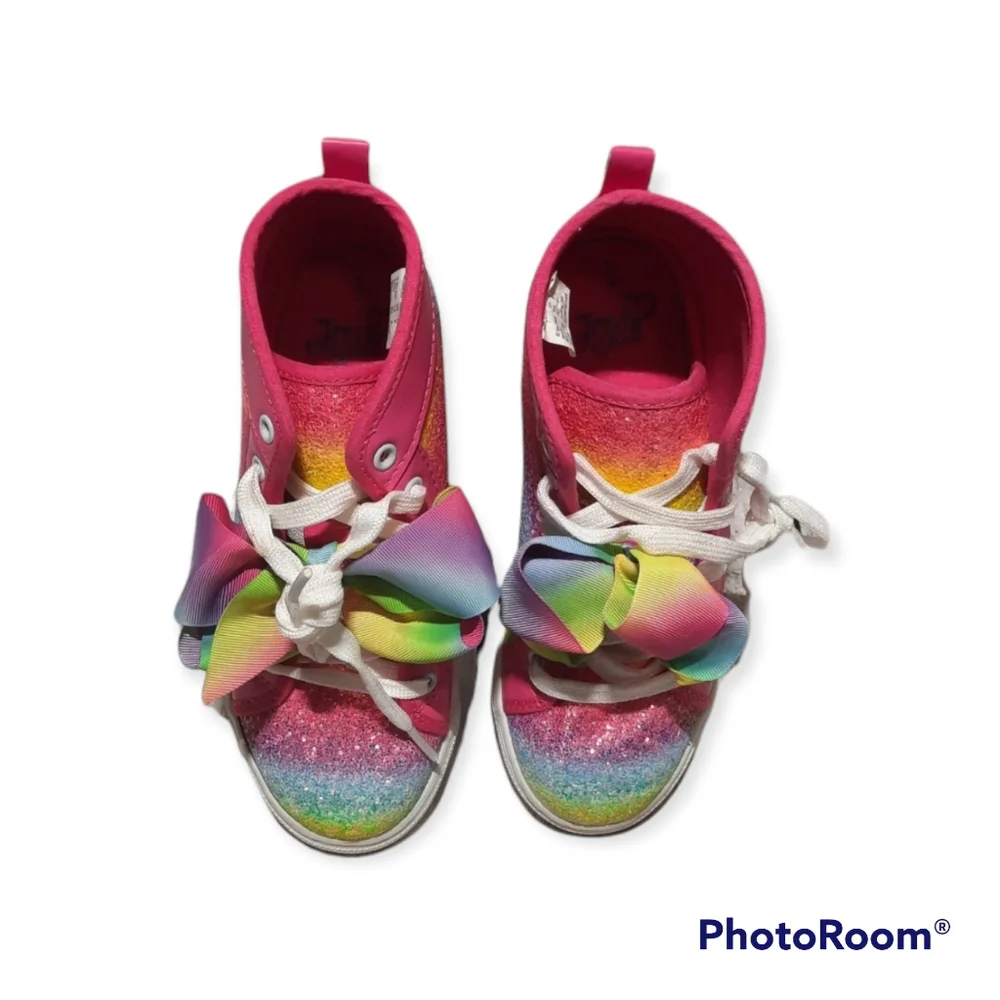 Skechers‎ Jojo Siwa Girls Sneakers HighTop Glitter Rainbow Tye Dye Size 3